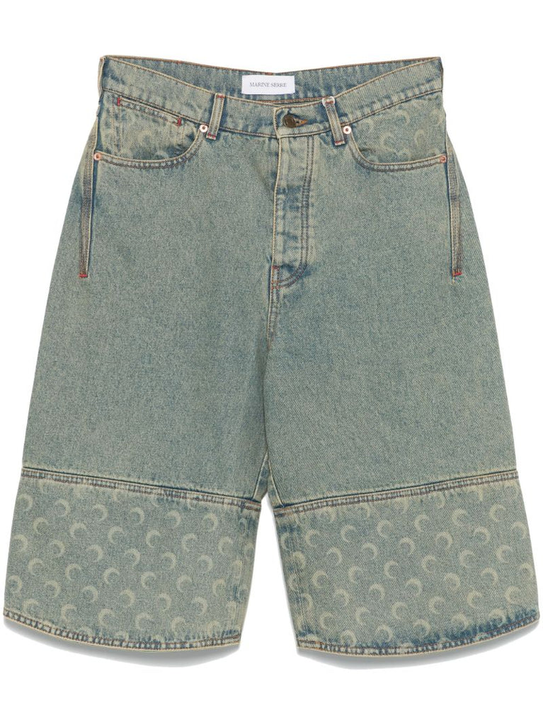 Blue Crescent Moon-print Shorts