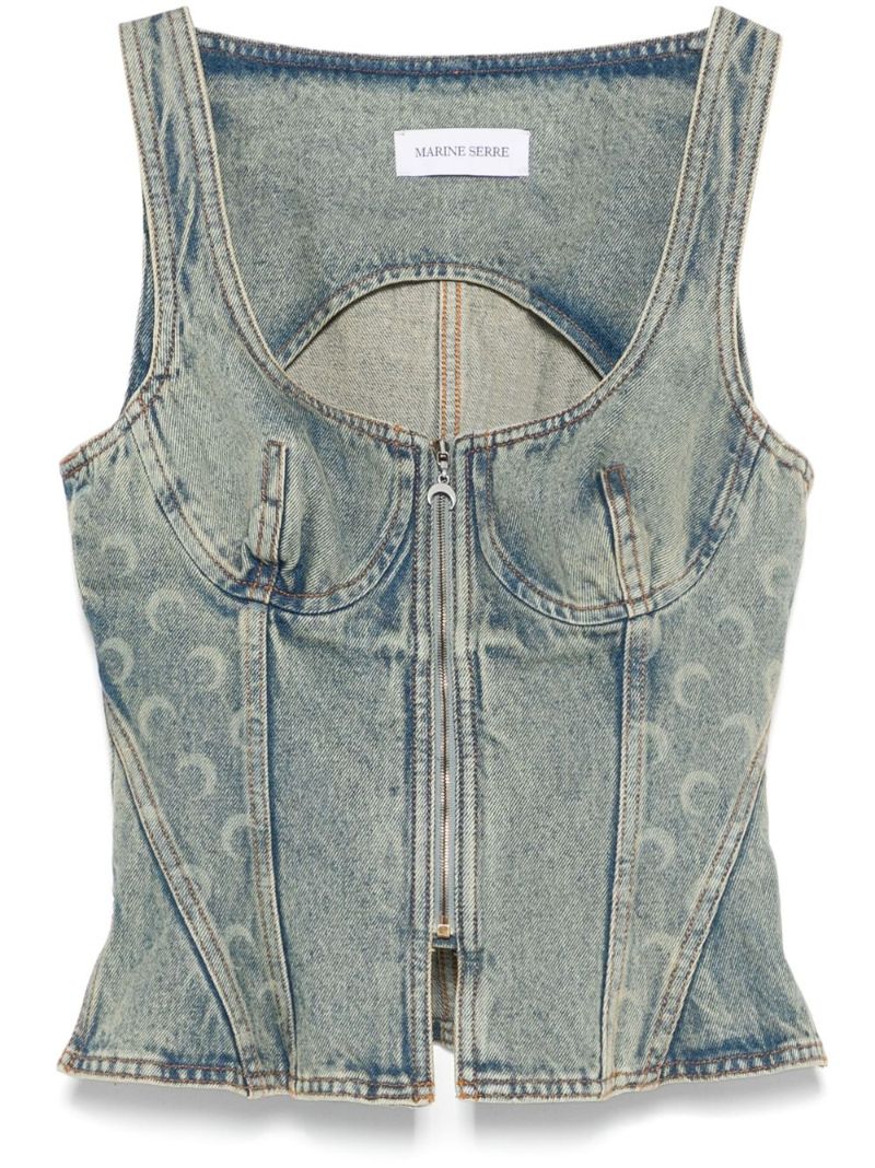 Crescent Moon Denim Top
