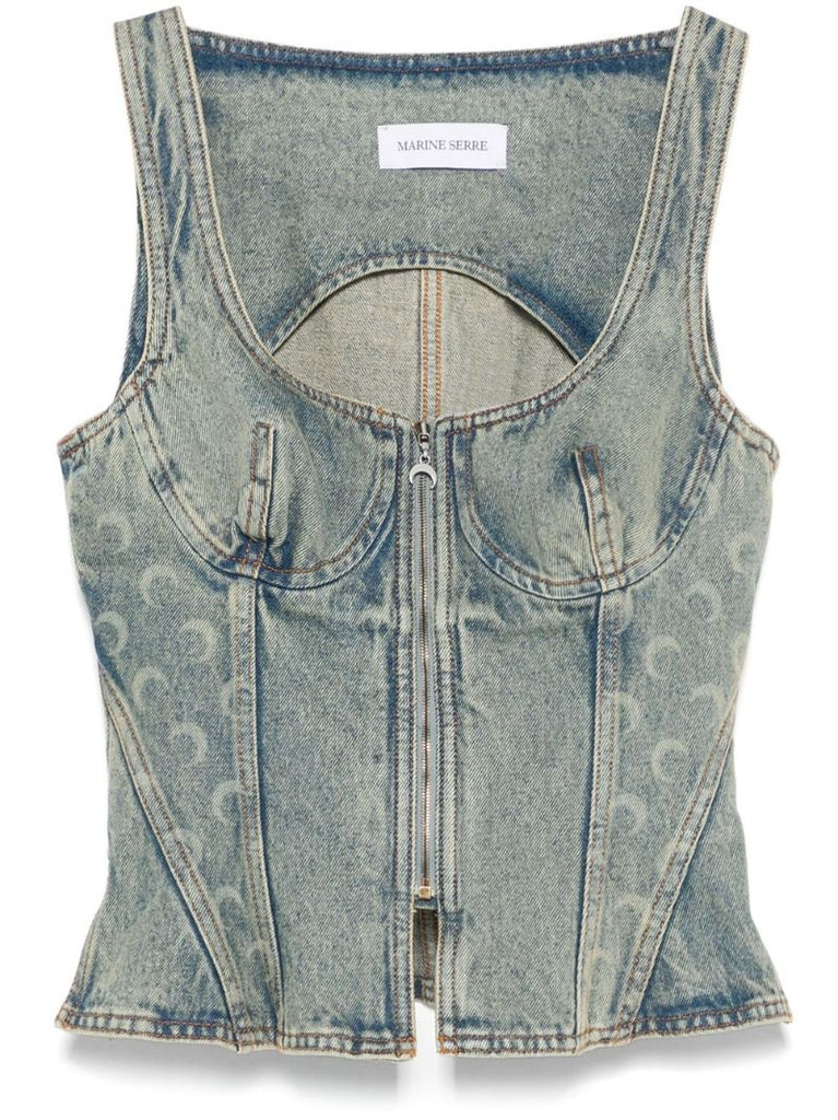 Crescent Moon Denim Top