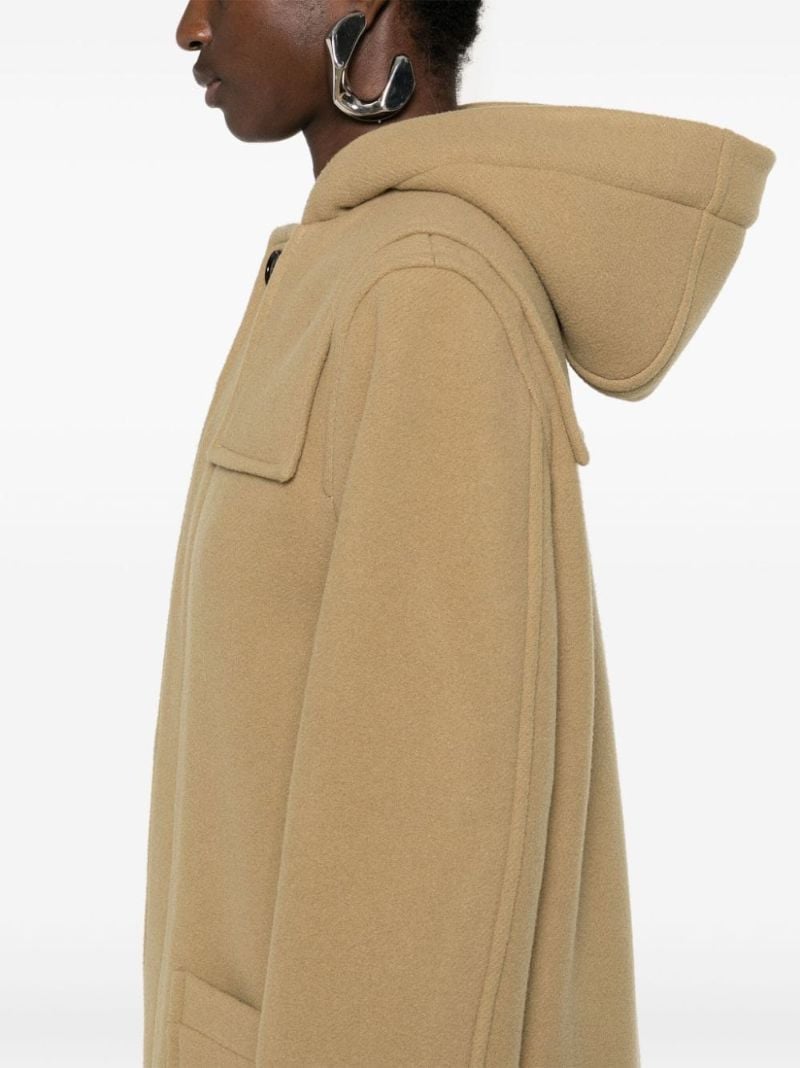 Brown Faux-fur Trim Wool Coat
