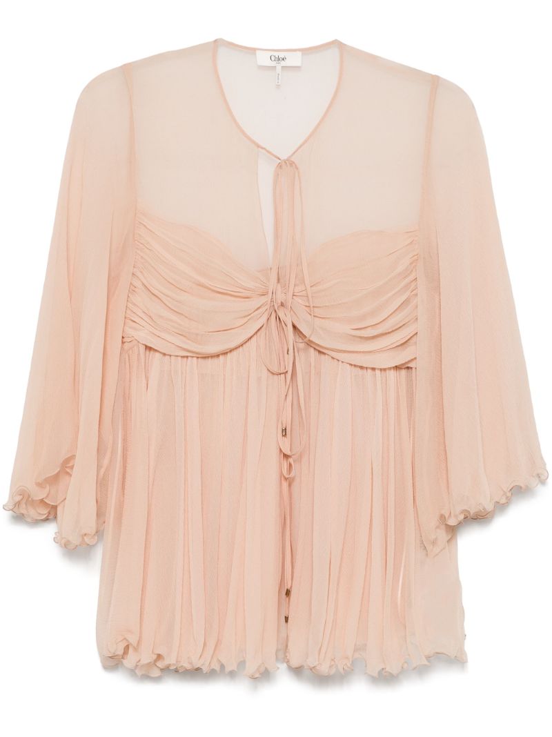 Pink Pleated Top