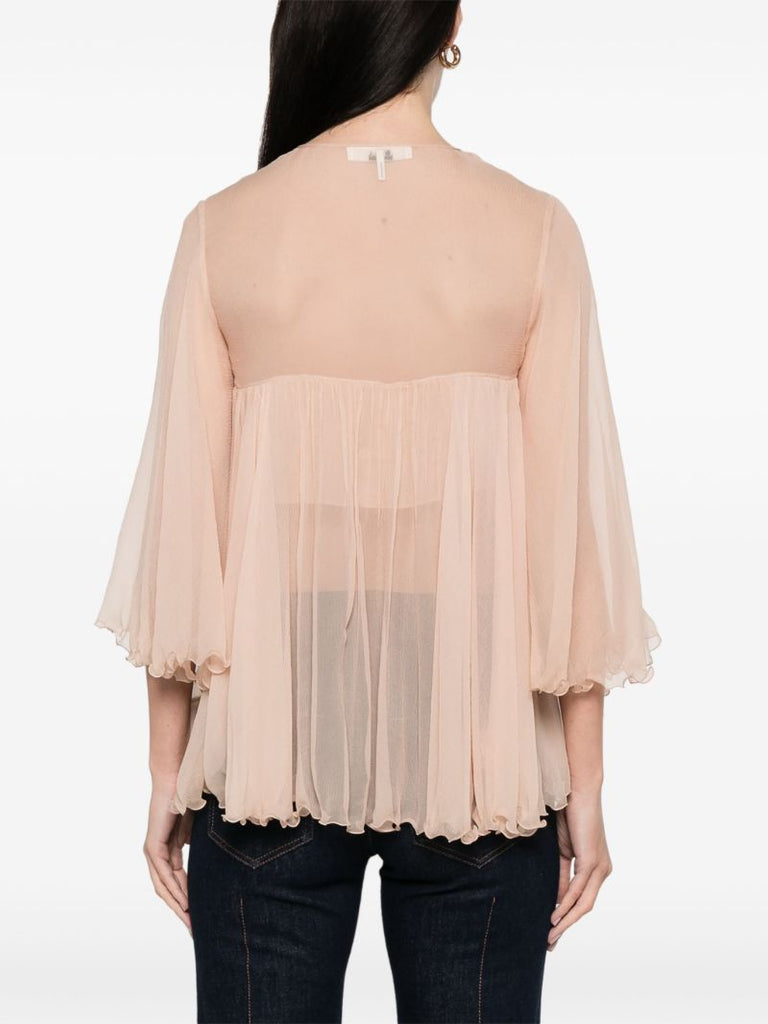 Pink Pleated Top