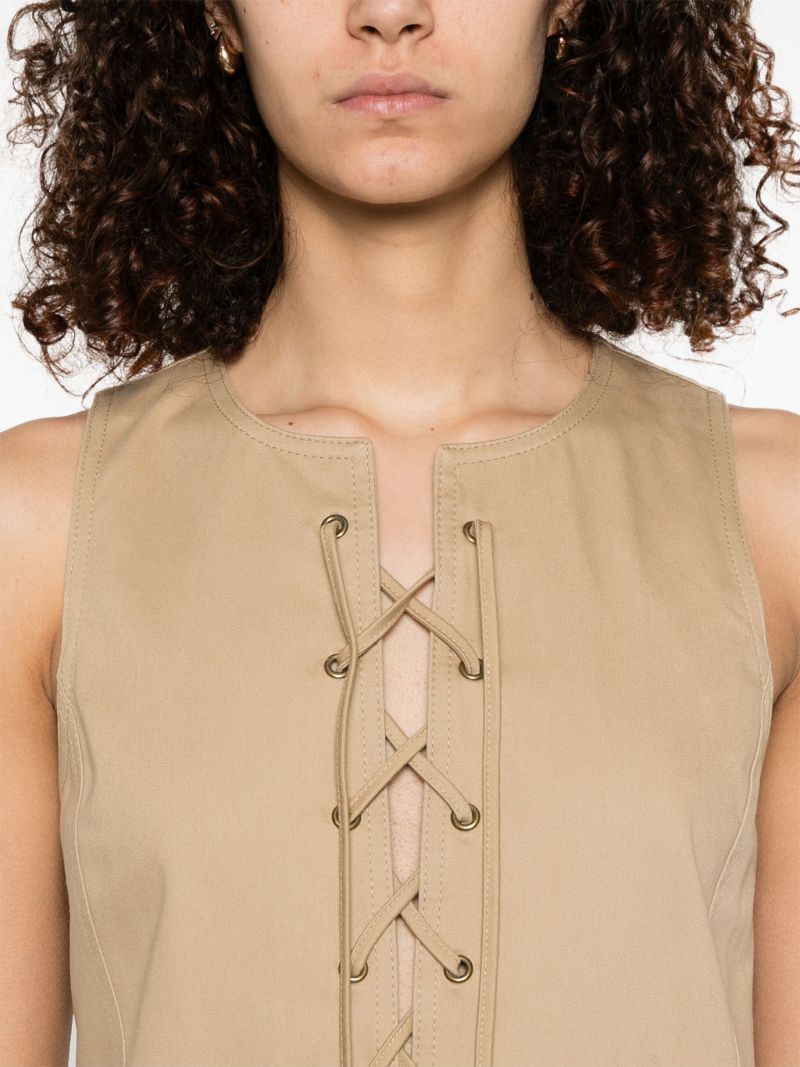 Neutral Lace-up Dress