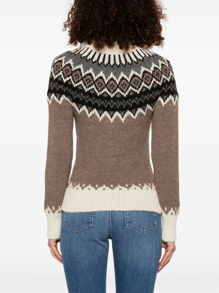 Brown Fair-isle Knit Sweater