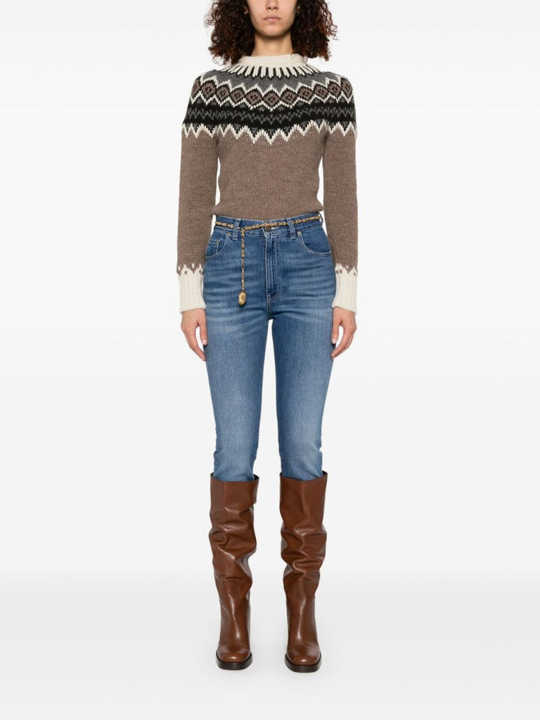Brown Fair-isle Knit Sweater