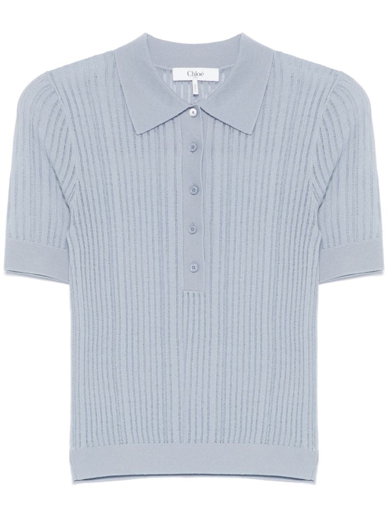 Blue Wool Polo Top