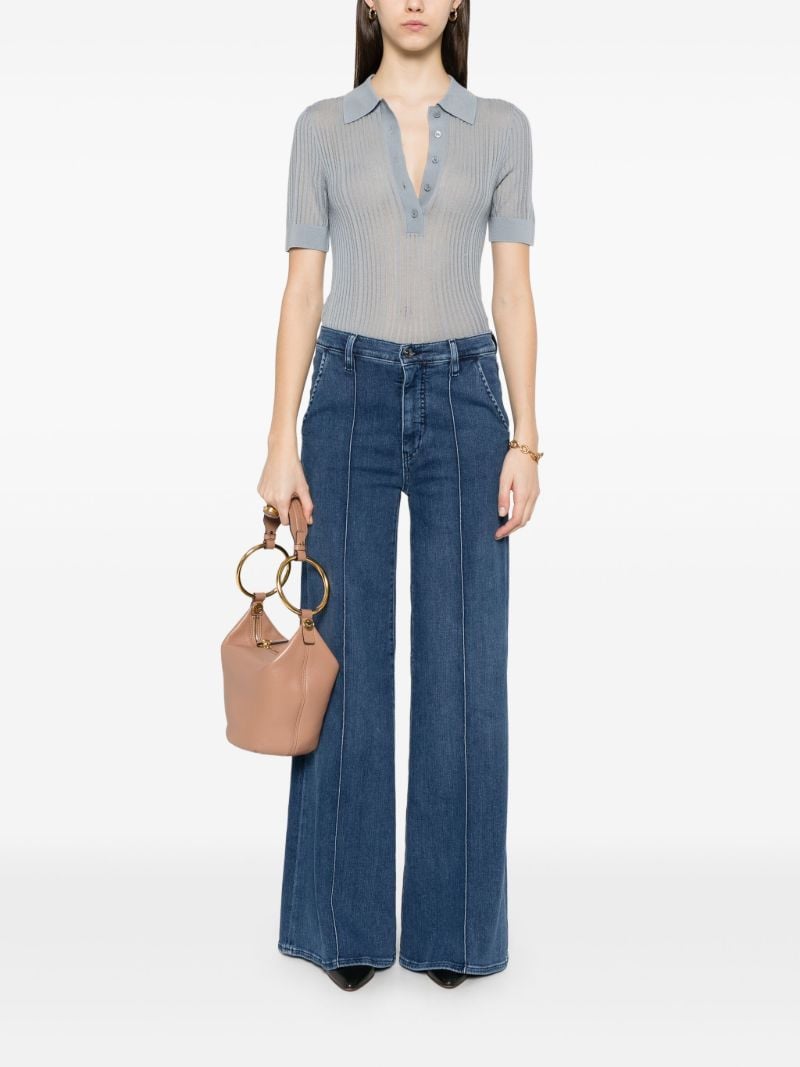 Blue Wool Polo Top