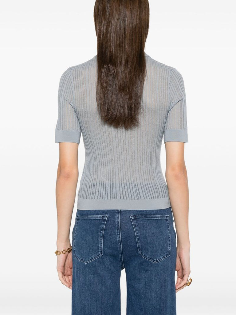 Blue Wool Polo Top