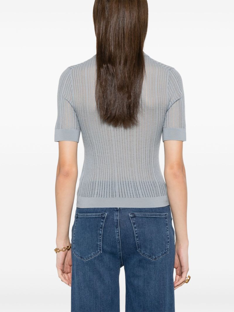 Blue Wool Polo Top