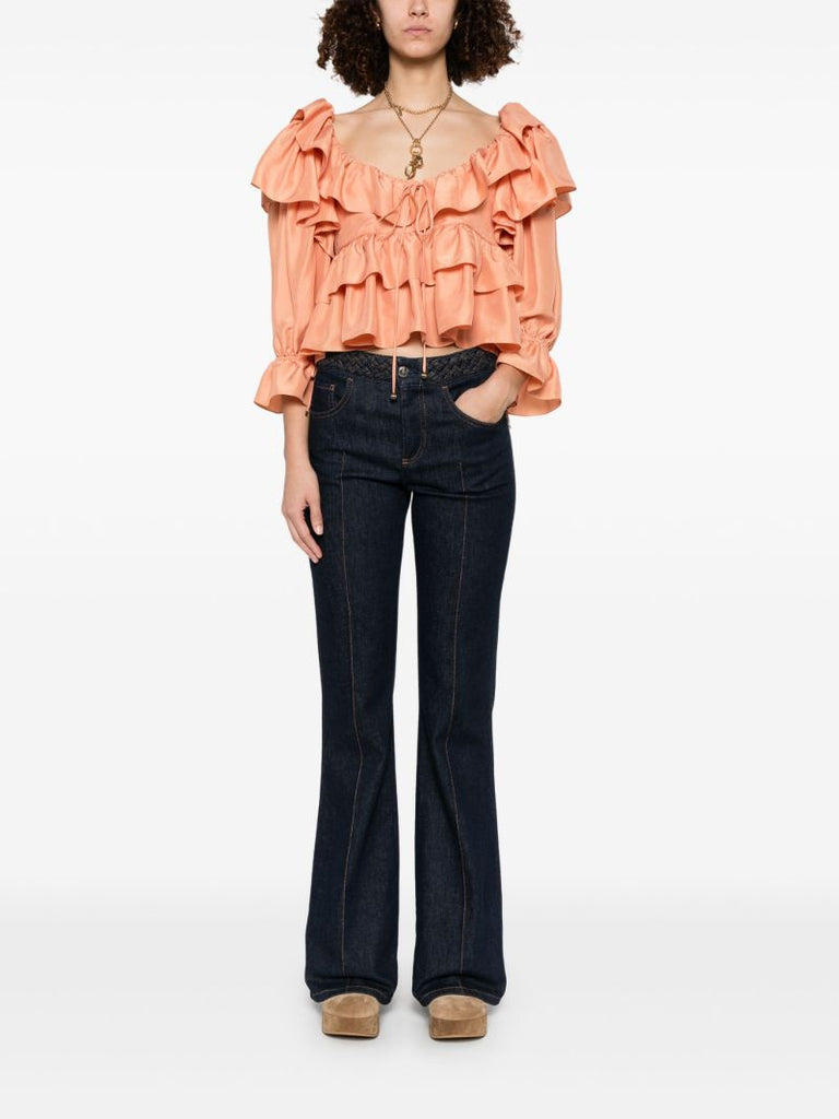 Ruffled Cropped Blouse