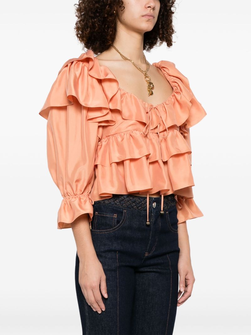 Ruffled Cropped Blouse