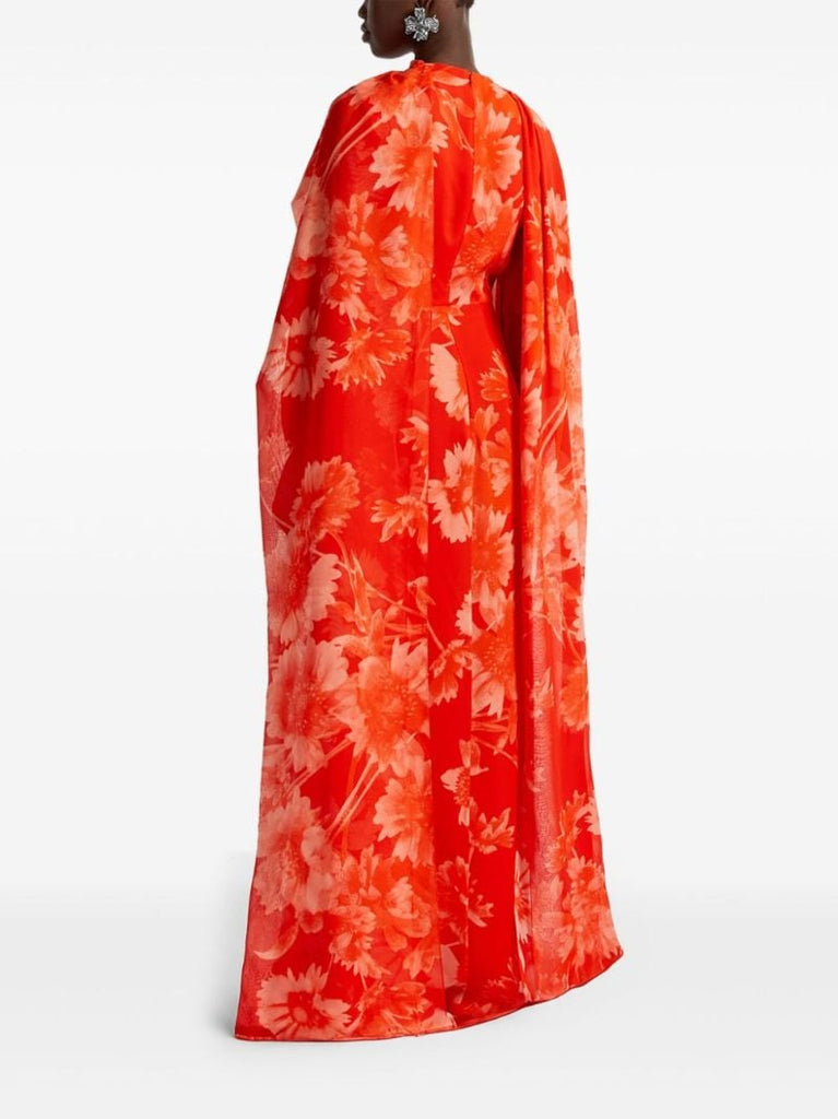Draped Long-sleeve Gown