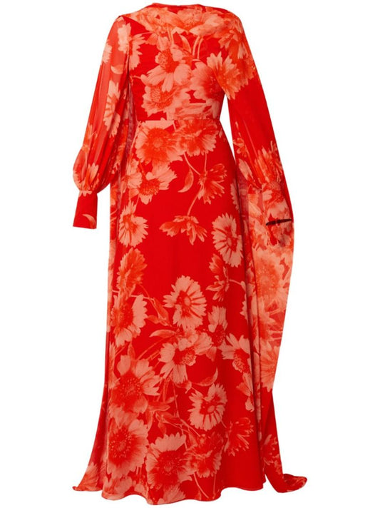 Draped Long-sleeve Gown