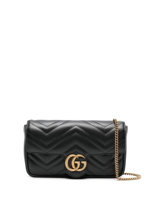 Black Gg Marmont Leather Chain Wallet