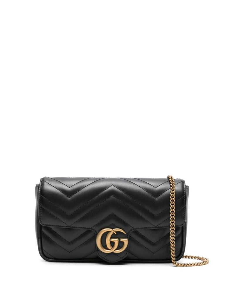 Black Gg Marmont Leather Chain Wallet