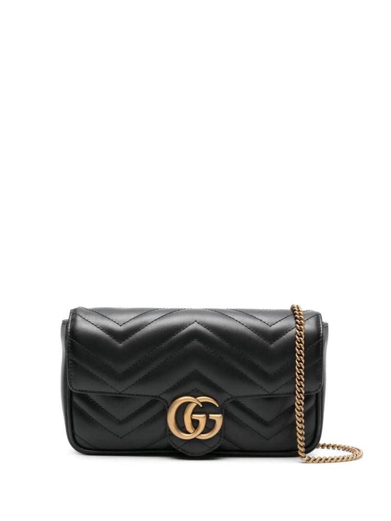 Black Gg Marmont Leather Chain Wallet