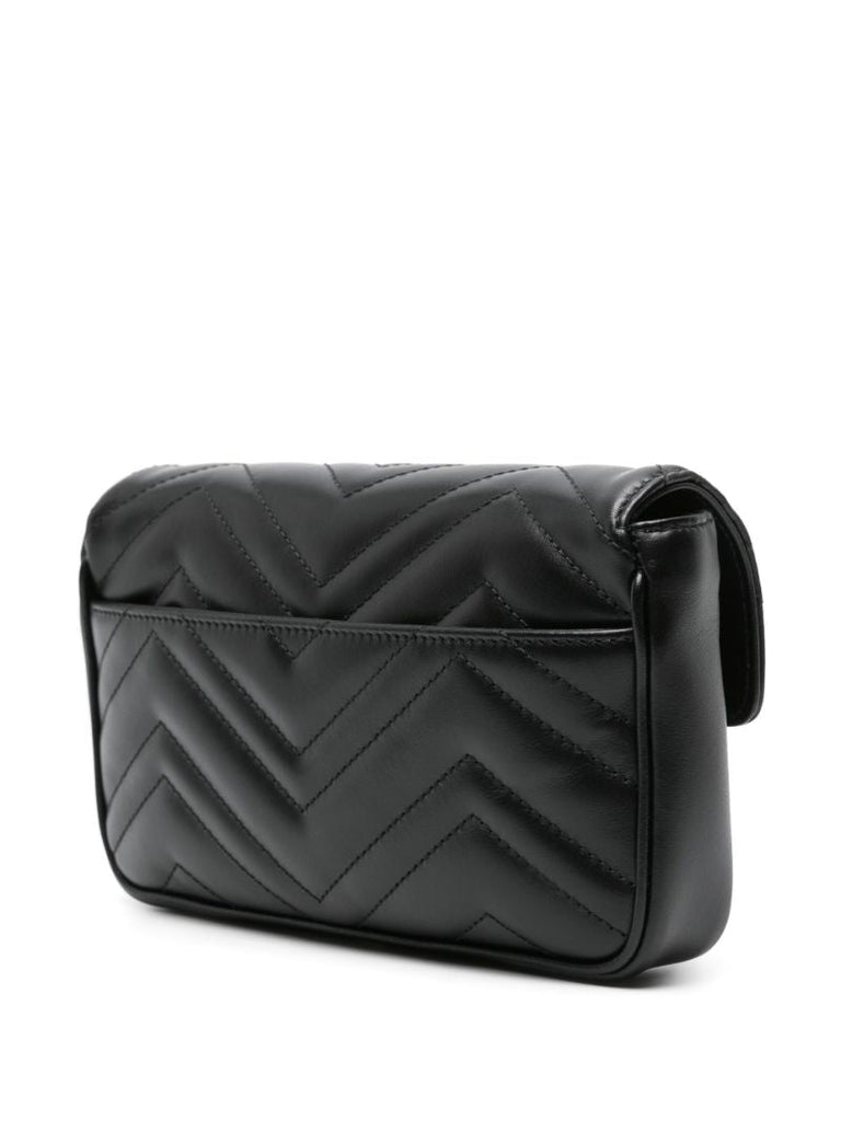 Black Gg Marmont Leather Chain Wallet