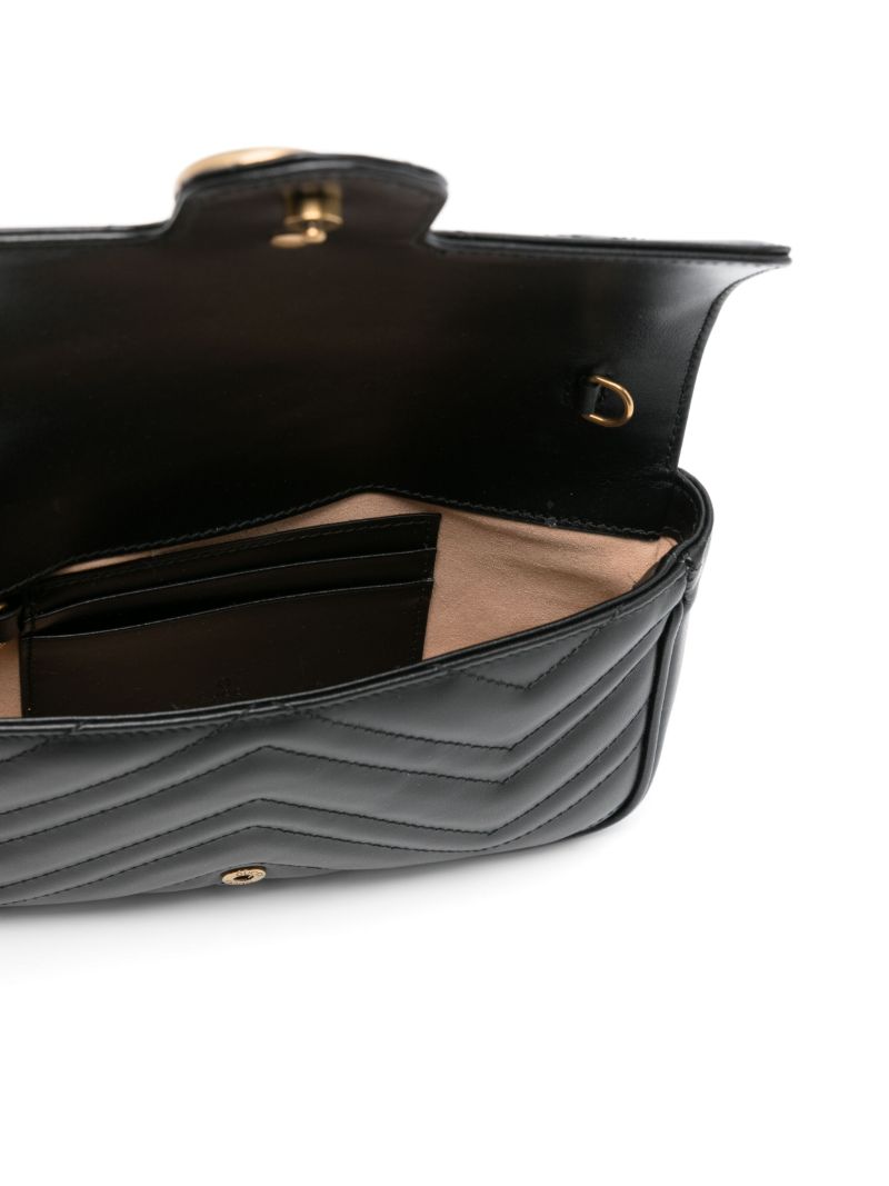 Black Gg Marmont Leather Chain Wallet