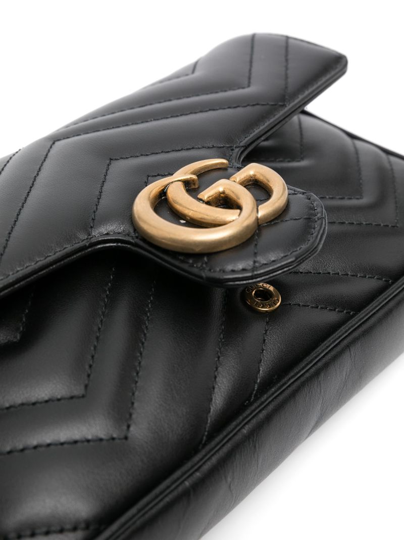 Black Gg Marmont Leather Chain Wallet