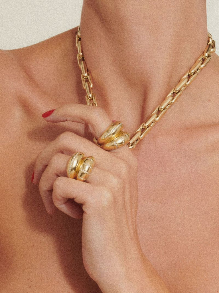 14k Yellow Gold Double Apollonia Diamond Ring