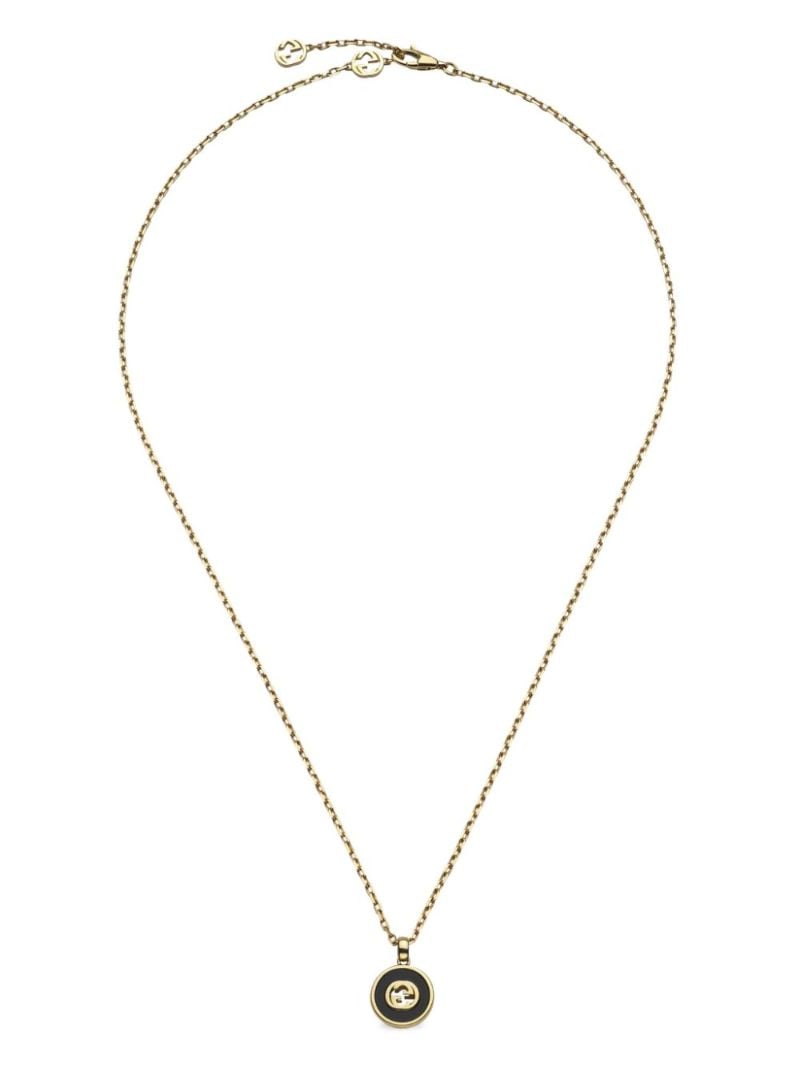 18k Yellow Gold Interlocking G Onyx Necklace
