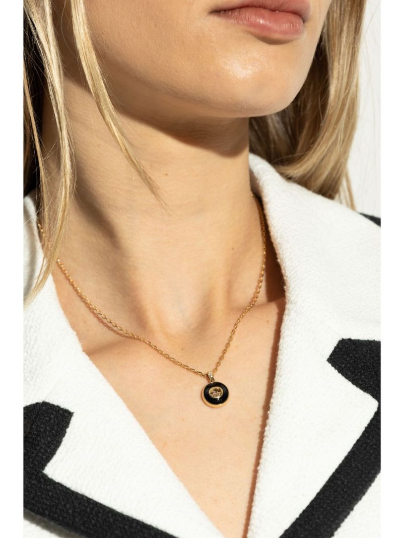 18k Yellow Gold Interlocking G Onyx Necklace
