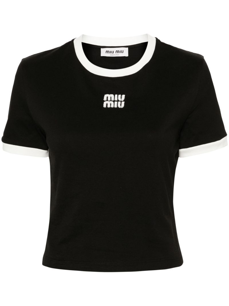 Black Logo-appliquÃ_x0083_Â©d Cotton T-shirt