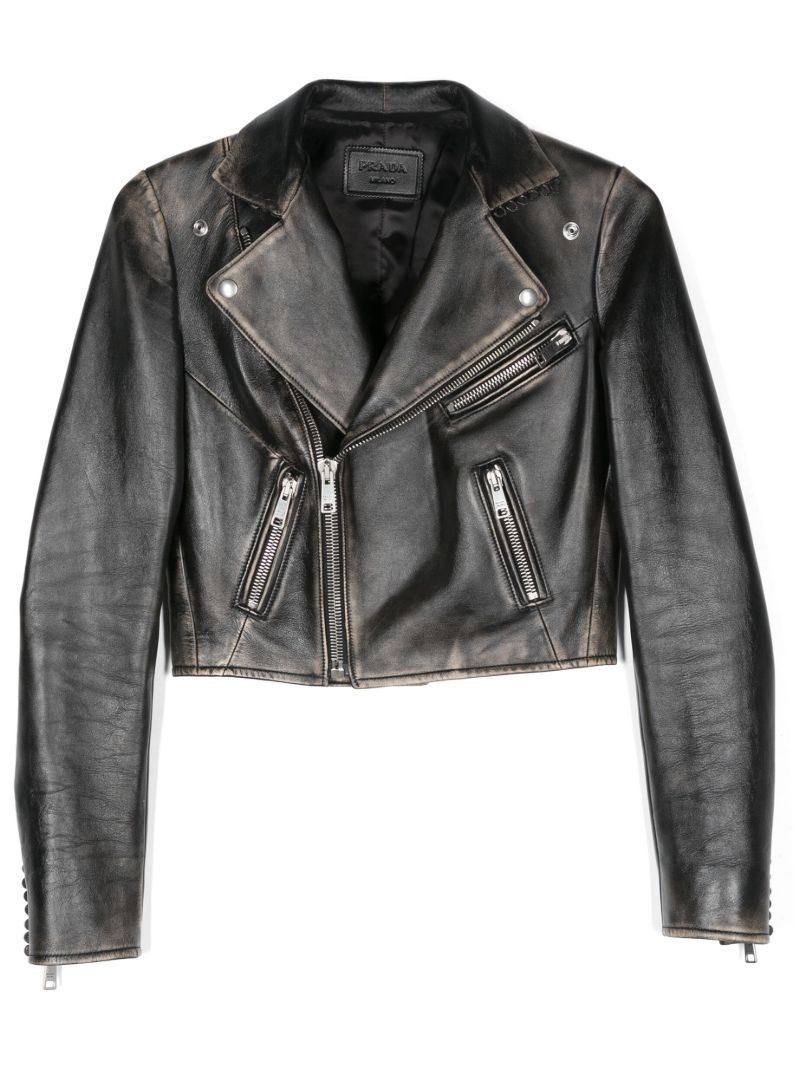 Bleached Leather Biker Jacket