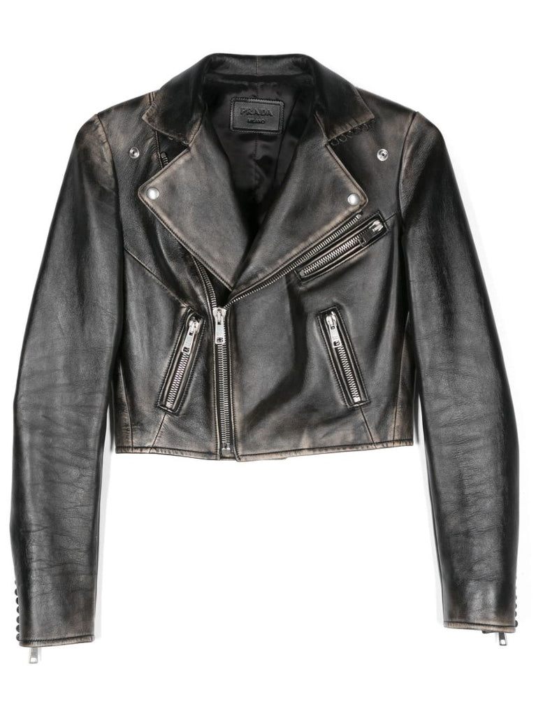 Bleached Leather Biker Jacket