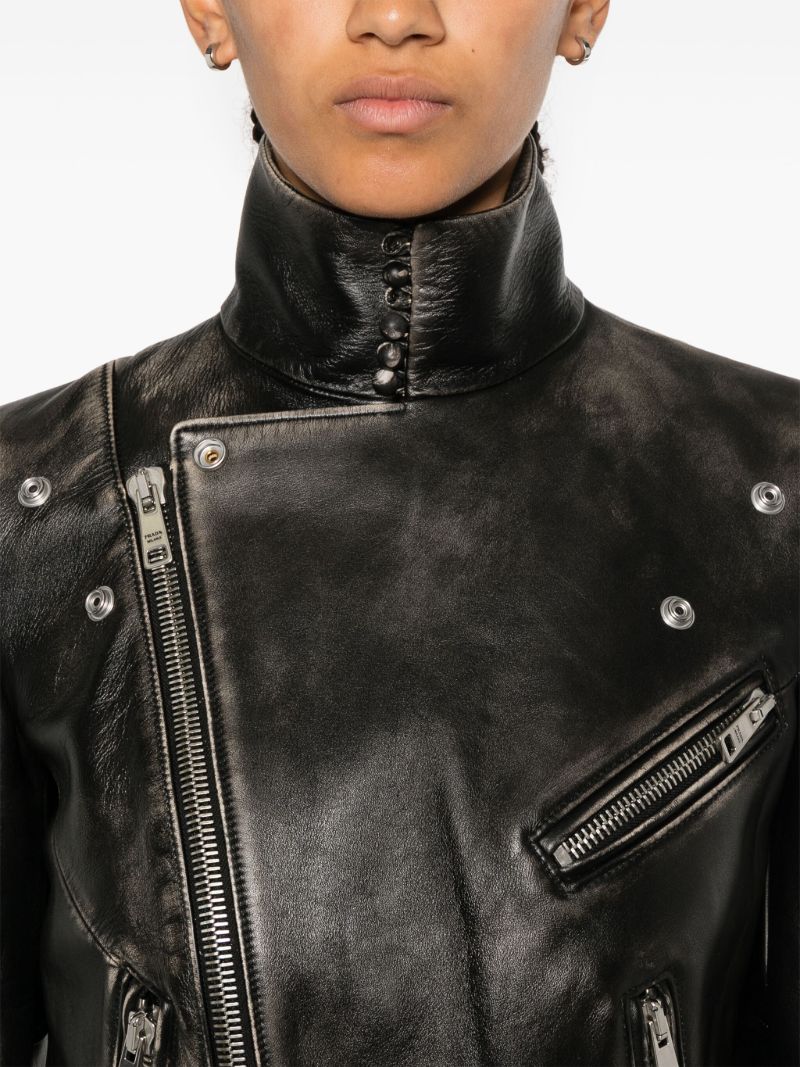 Bleached Leather Biker Jacket
