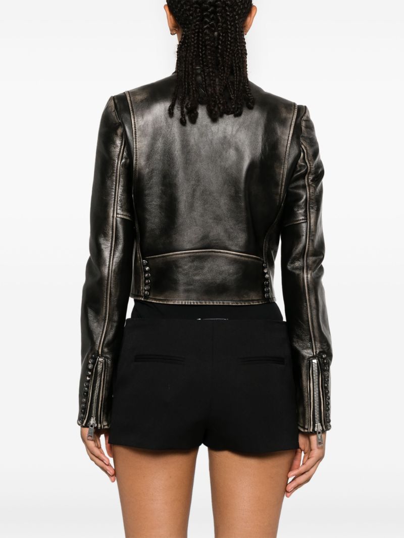 Bleached Leather Biker Jacket