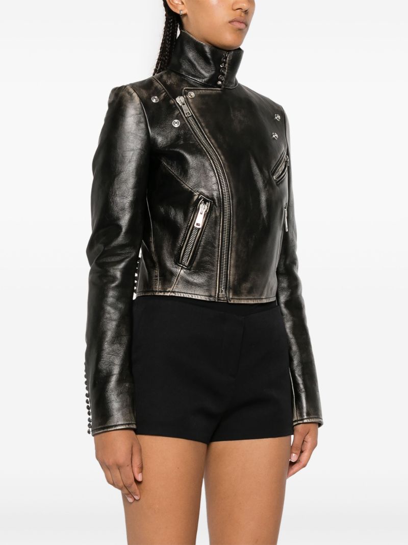 Bleached Leather Biker Jacket