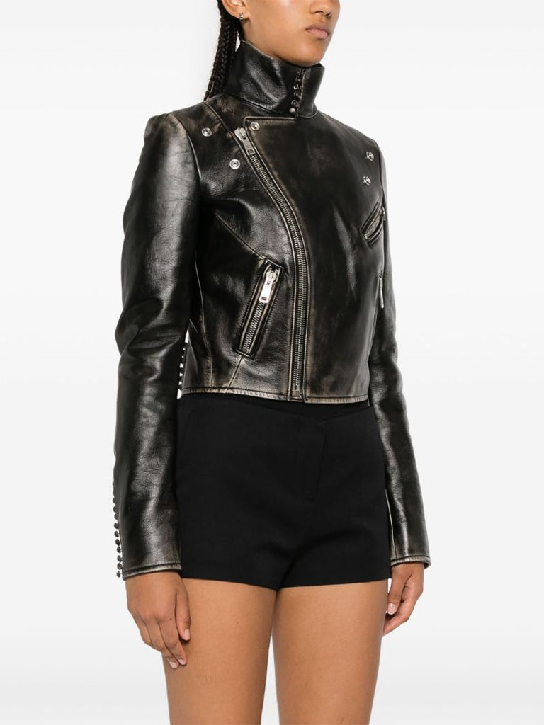 Bleached Leather Biker Jacket