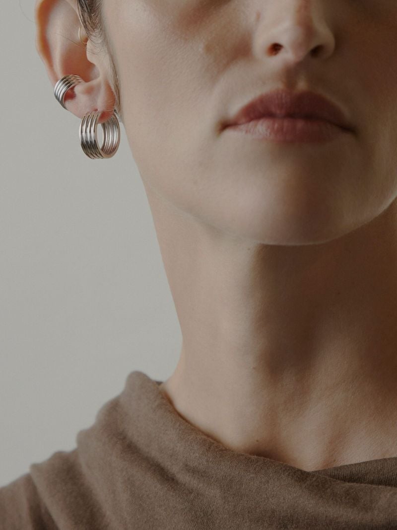 Sterling Silver Ribbed Earcuff