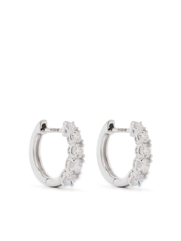 18k White Gold Graduated Diamond Hoop Earrings
