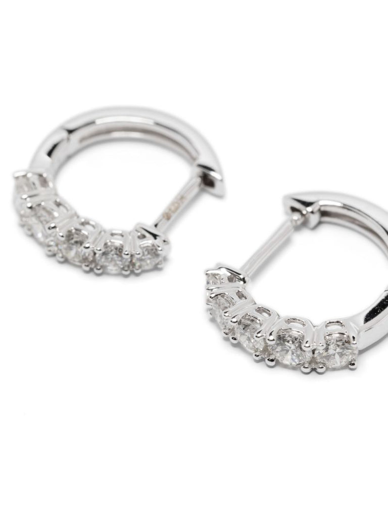 18k White Gold Graduated Diamond Hoop Earrings