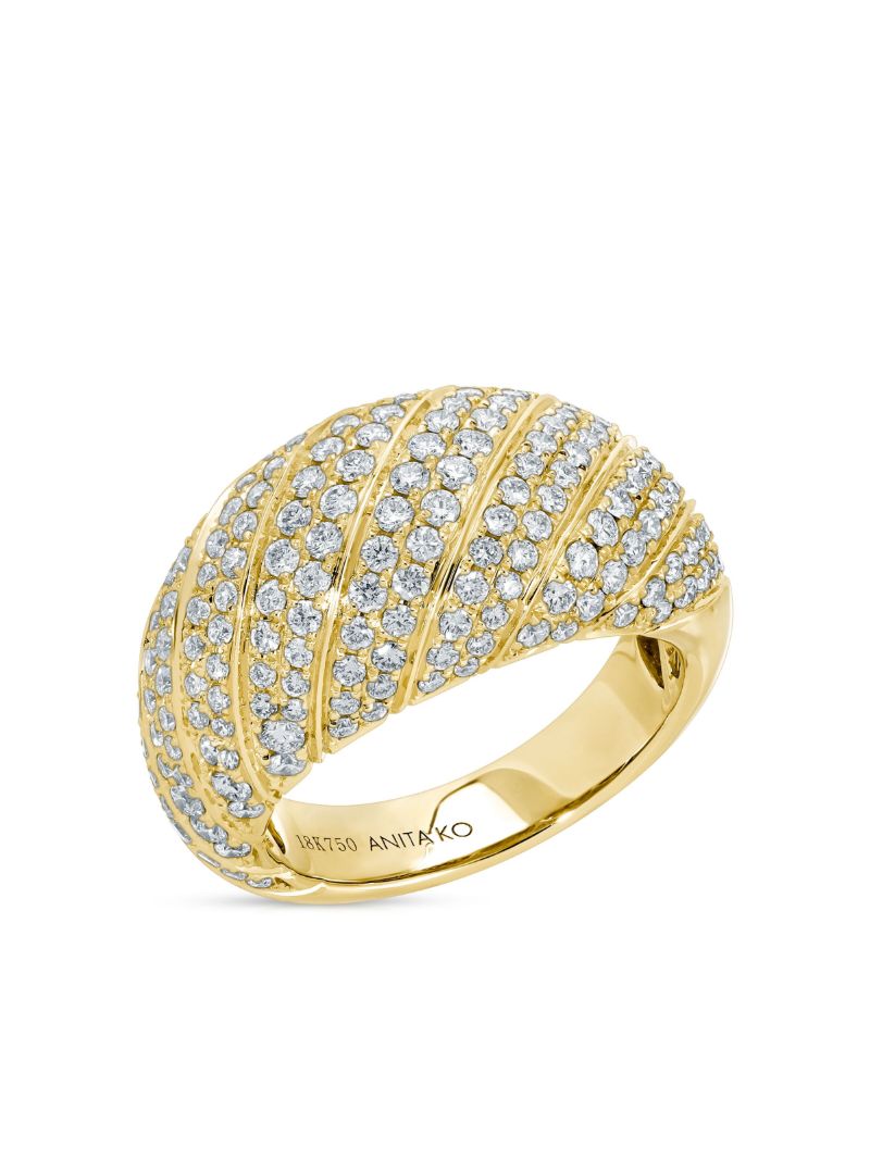 18k Yellow Gold Domed Diamond Ring