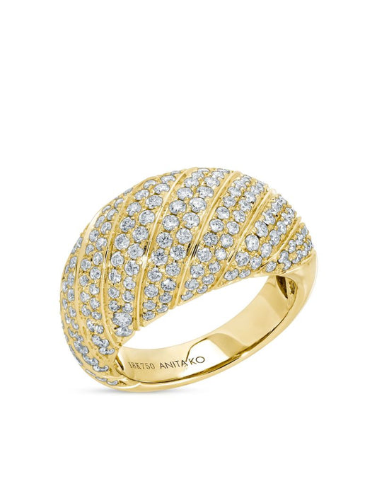18k Yellow Gold Domed Diamond Ring