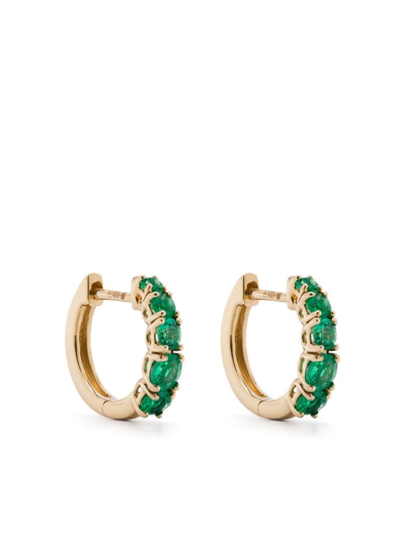 18k Yellow Gold Emerald Hoop Earrings
