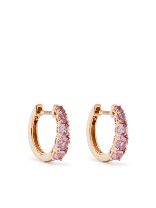 18k Rose Gold Graduated Sapphire Hoop Earrings