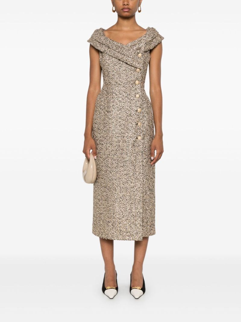 Off-the-shoulder Tweed Dress