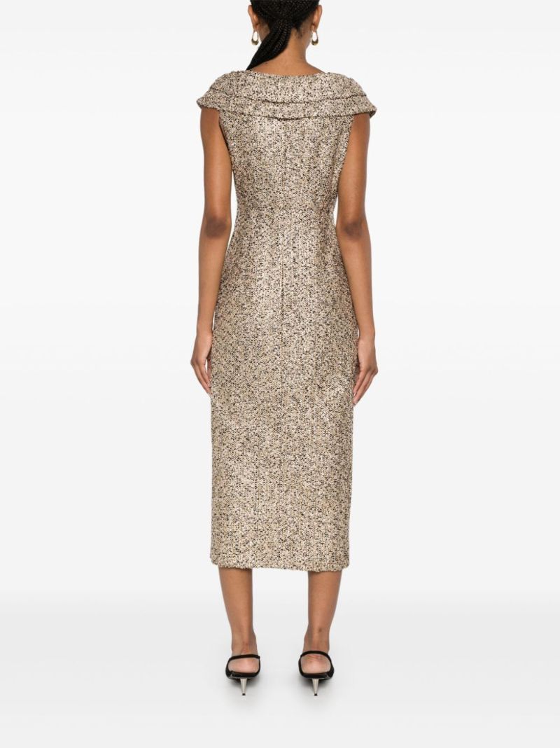 Off-the-shoulder Tweed Dress