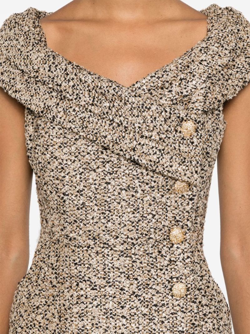 Off-the-shoulder Tweed Dress