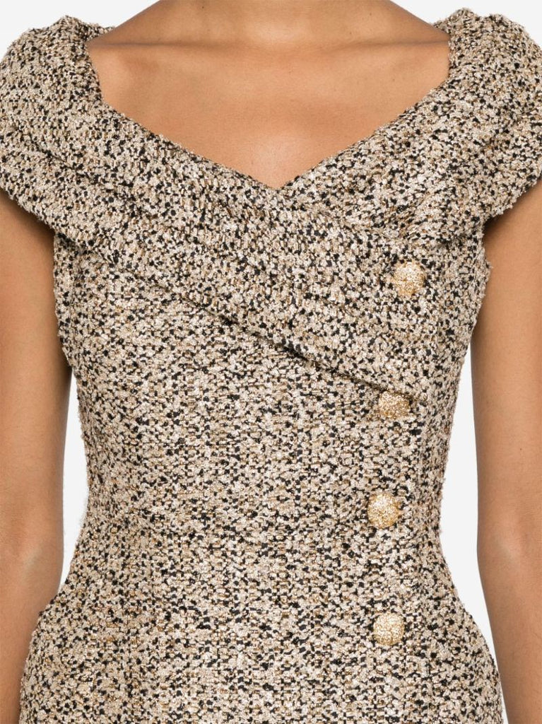 Off-the-shoulder Tweed Dress