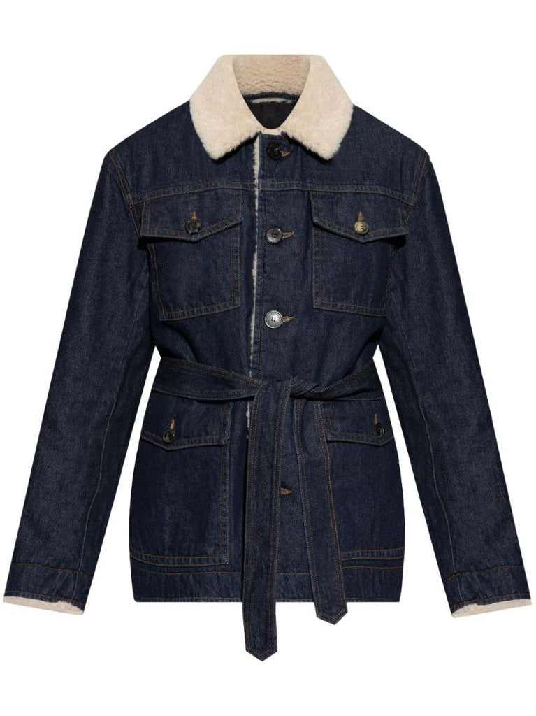 Blue Faux-shearling Denim Jacket