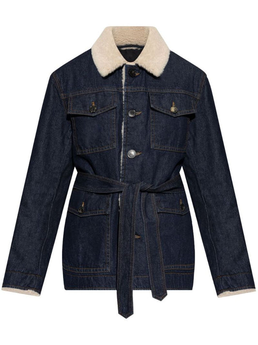 Blue Faux-shearling Denim Jacket