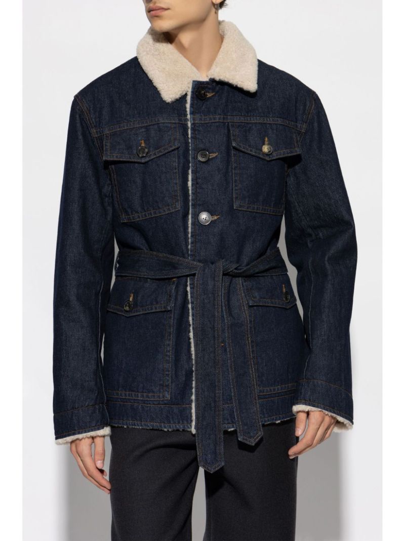 Blue Faux-shearling Denim Jacket