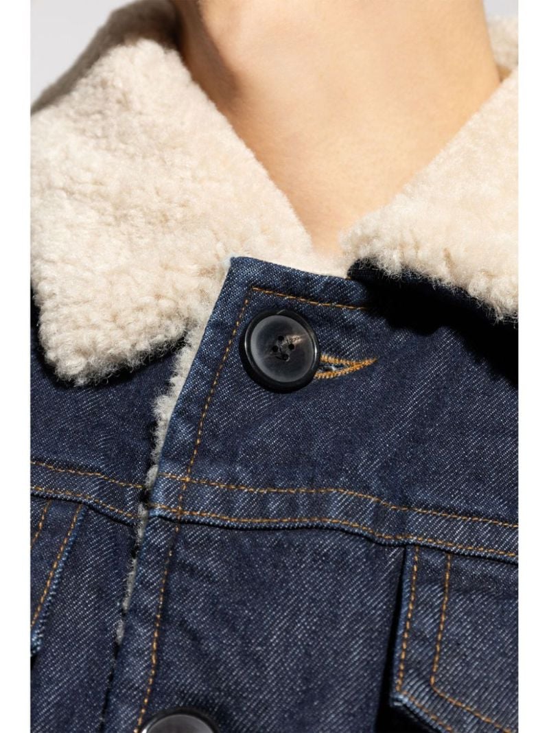 Blue Faux-shearling Denim Jacket