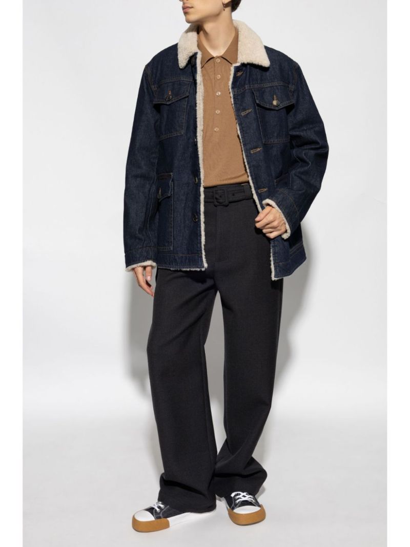 Blue Faux-shearling Denim Jacket