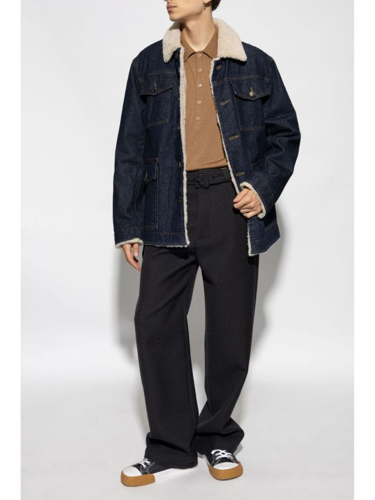 Blue Faux-shearling Denim Jacket